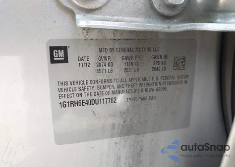 2013 Chevrolet Volt from USA, damaged, VIN 1G1RH6E40DU117762